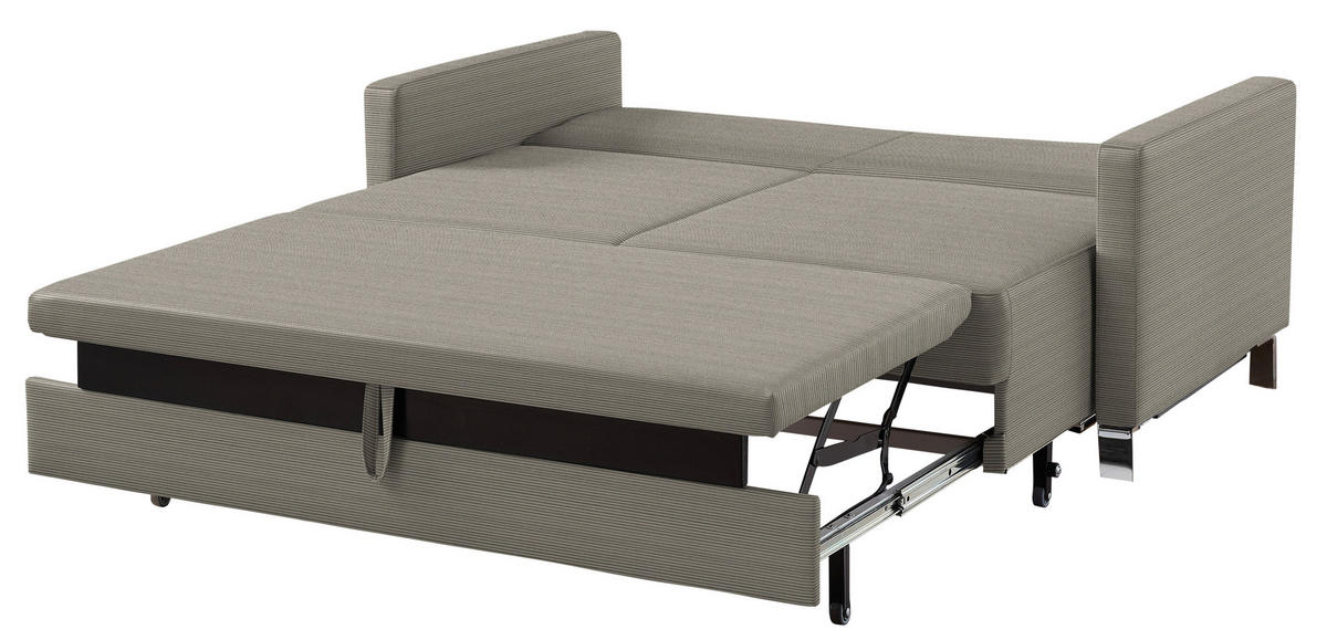SCHLAFSOFA Feincord Schlammfarben  - Chromfarben/Schlammfarben, Design, Textil/Metall (140/90/95cm) - Bali