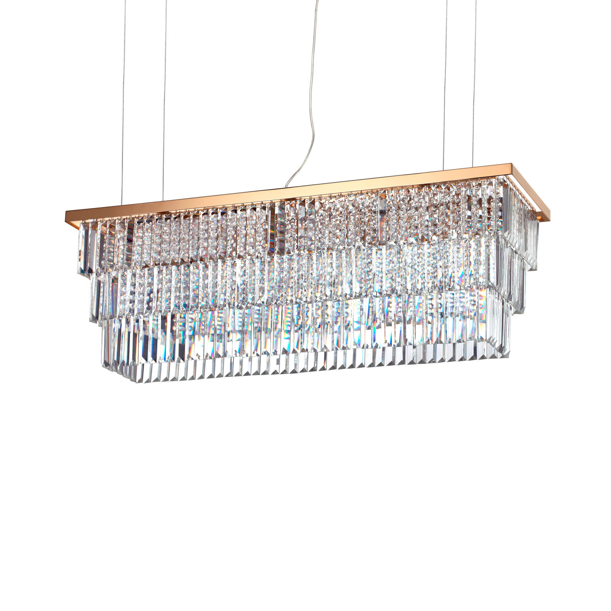 HÄNGELEUCHTE 103/65-132/30,5 cm  - Goldfarben, KONVENTIONELL, Glas/Metall (103/65-132/30,5cm) - Ideal Lux
