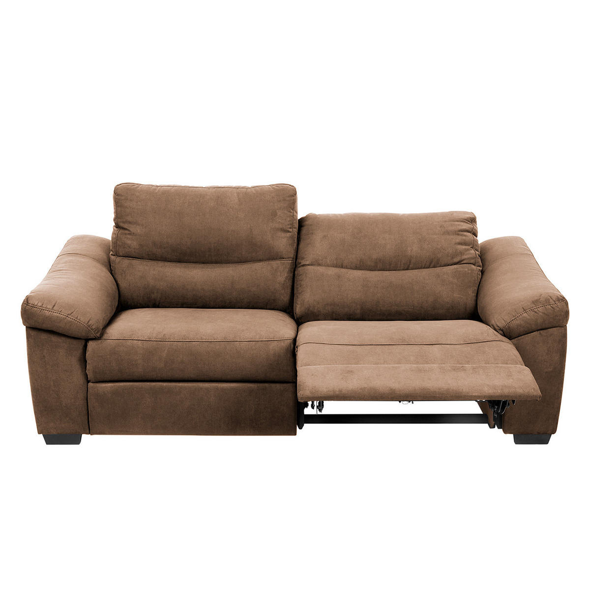 2,5-SITZER Flachgewebe Braun  - Schwarz/Braun, Design, Holz/Textil (214/97/97cm) - Livetastic