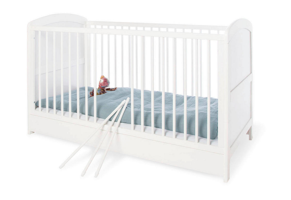 GITTERBETT PINOLINO LAURA  145/75/90 cm   - Weiß, Trend, Holzwerkstoff (145/75/90cm) - Pinolino