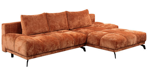 ECKSOFA in Chenille Rostfarben  - Rostfarben/Schwarz, MODERN, Textil/Metall (290/182cm) - Hom`in