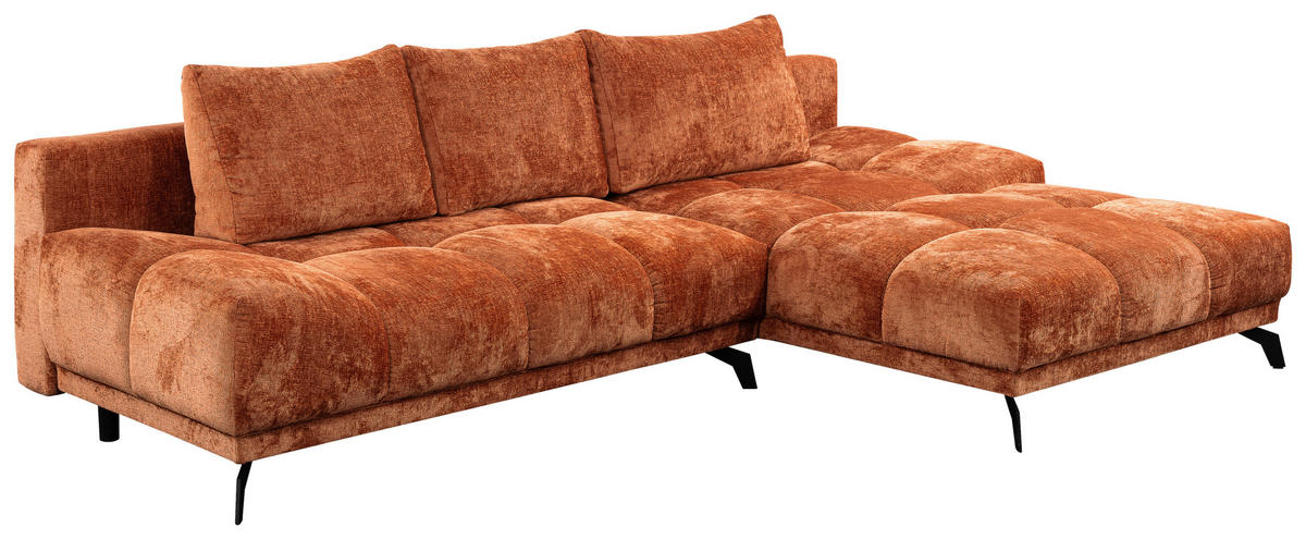 ECKSOFA in Chenille Rostfarben  290/182 cm  - Rostfarben/Schwarz, MODERN, Textil/Metall (290/182cm) - Hom`in