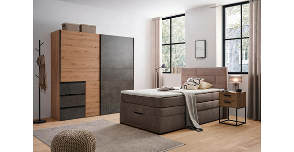 BOXSPRINGBETT 120/200 cm  in Taupe  - Taupe/Wengefarben, KONVENTIONELL, Holz/Textil (120/200cm) - Carryhome