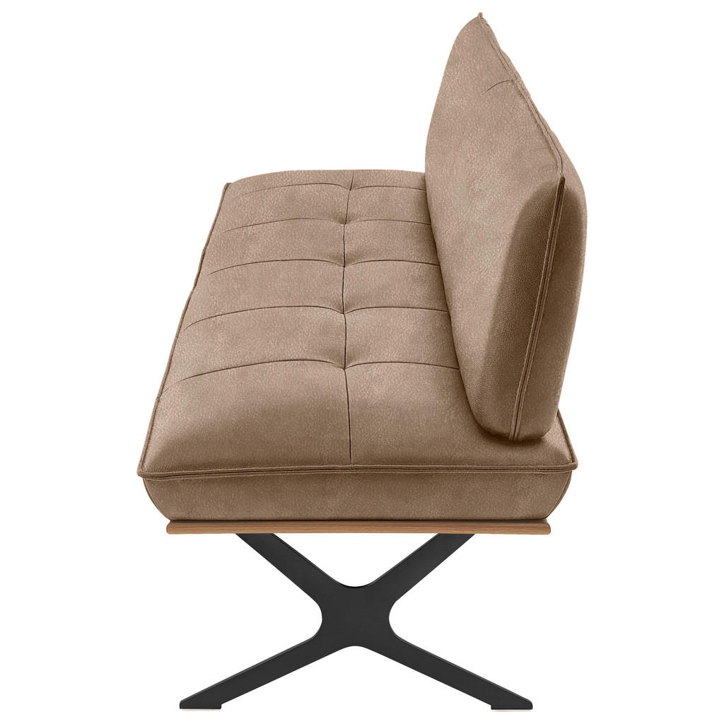 Thumbnail - Koinor Sitzbank, Schwarz, Beige, Holz, Metall, Leder, Echtleder, Büffelleder, Nussbaum, furniert, 3-Sitzer, 214x88x66 cm...