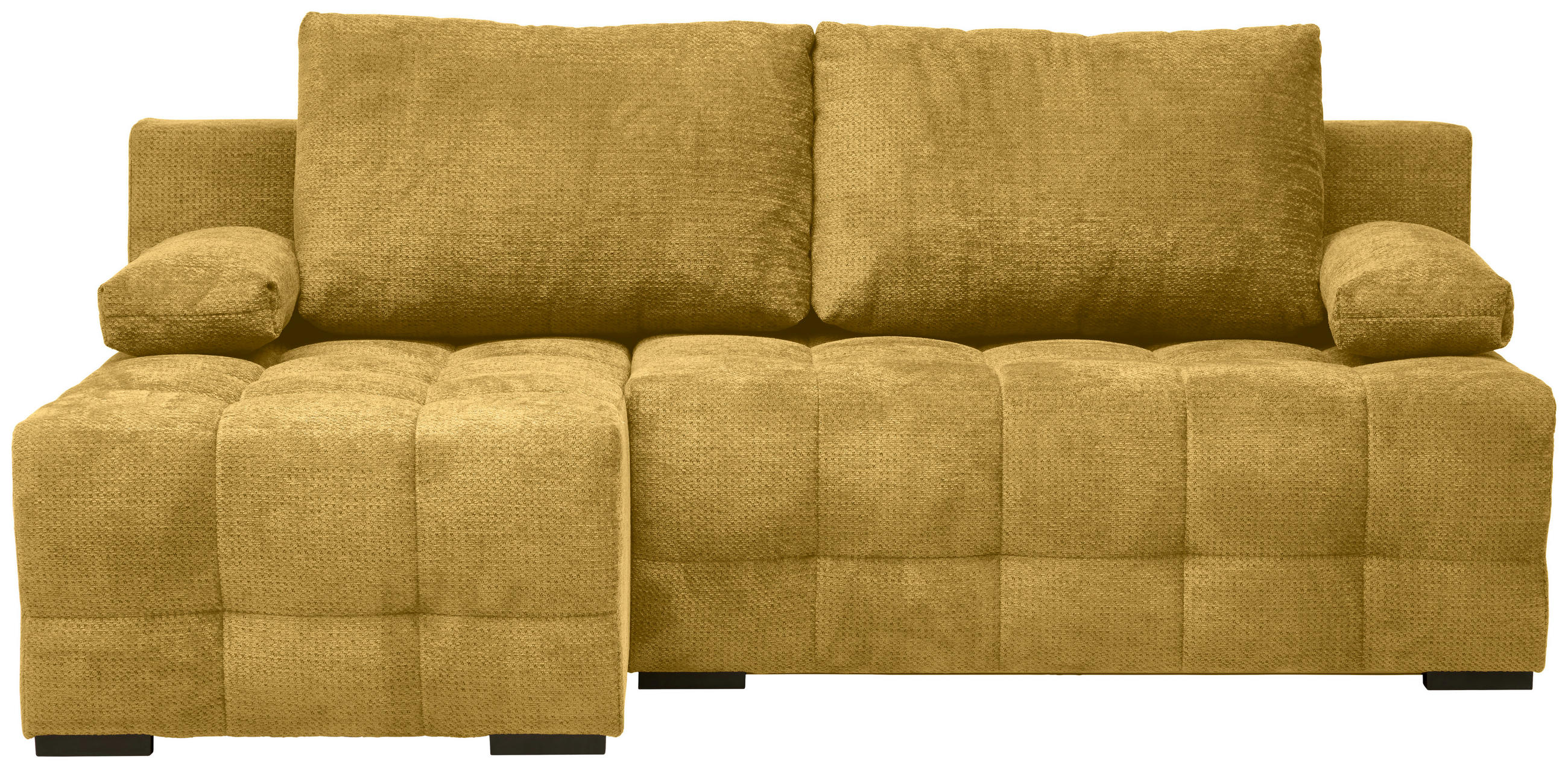 ECKSOFA  in Chenille Senfgelb  - Senfgelb/Schwarz, MODERN, Kunststoff/Textil (145/204cm) - home24