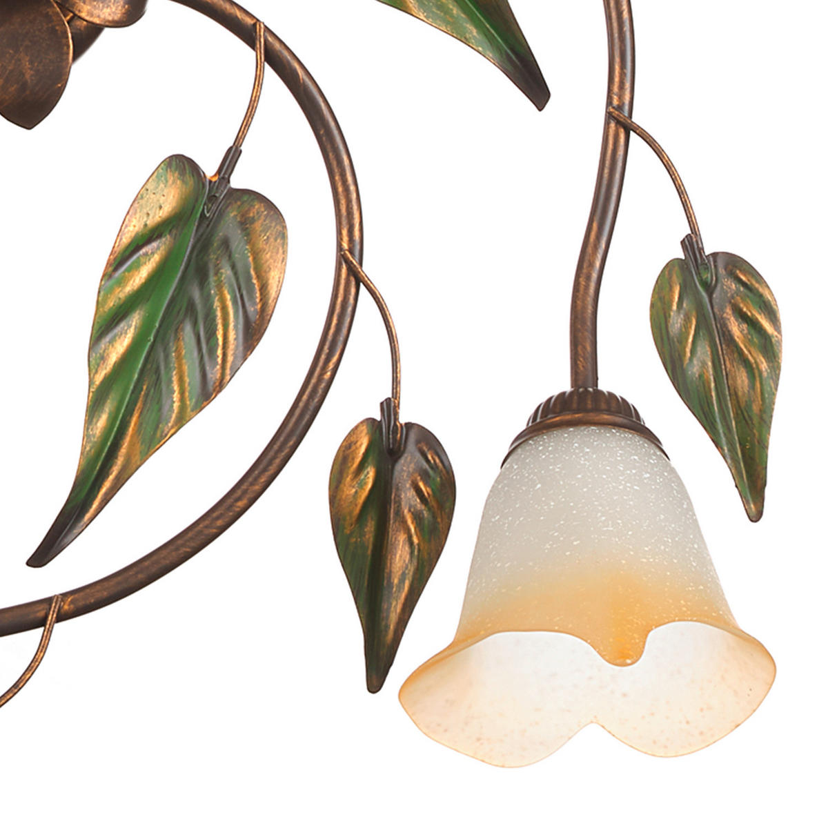 DECKENLEUCHTE 70/20/70 cm   - Bronzefarben/Olivgrün, ROMANTIK / LANDHAUS, Glas/Metall (70/20/70cm)