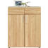 KOMMODE Wildeiche furniert, teilmassiv Eichefarben - Chromfarben/Eichefarben, Design, Holz/Kunststoff (84/107/39cm)