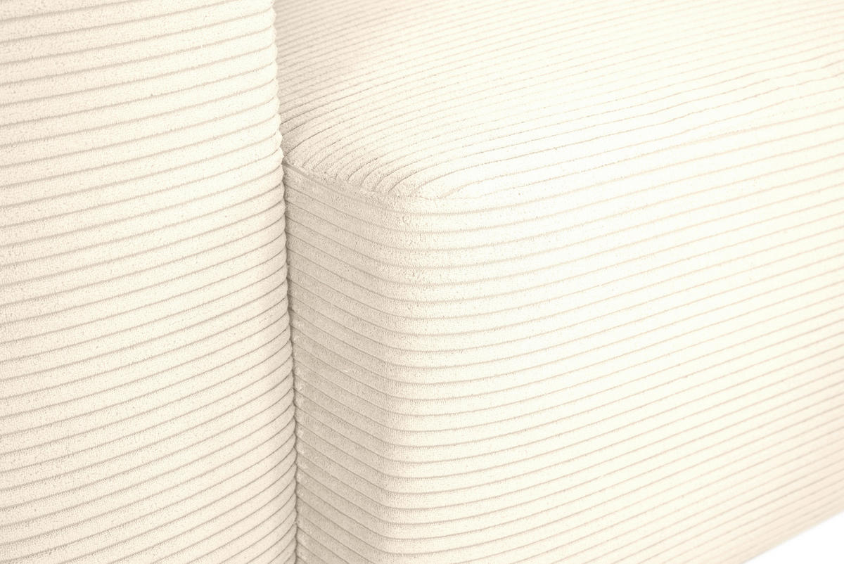 ECKSOFA in Cord Creme  - Creme/Schwarz, Design, Kunststoff/Textil (250/151cm) - MID.YOU