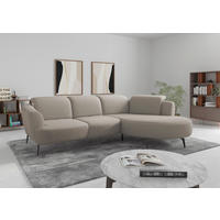ECKSOFA in Flachgewebe Taupe  309/199 cm  - Taupe/Schwarz, KONVENTIONELL, Textil/Metall (309/199cm) - Sit & More