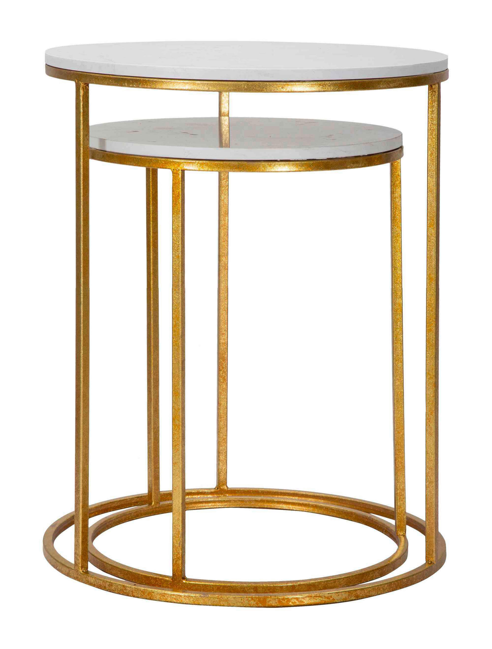 COUCHTISCH - Goldfarben/Weiß, Basics, Stein/Metall (63/52/52cm)