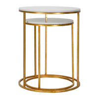 COUCHTISCH Weiß, Goldfarben  - Goldfarben/Weiß, Basics, Stein/Metall (63/52/52cm)