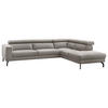 ECKSOFA Mikrofaser Silberfarben  - Silberfarben/Schwarz, Modern, Textil/Metall (305/233cm) - Trendmanufaktur