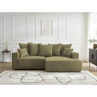 ECKSOFA Ottomane rechts  ATILLA Grün Struktur  - Schwarz/Grün, MODERN, Kunststoff/Textil (244/149cm)