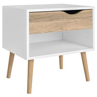 SÄNGBORD i vit, ekfärgad  - vit/ekfärgad, Design, trämaterial/trä (50,2/49,7/39,1cm) - Best Price