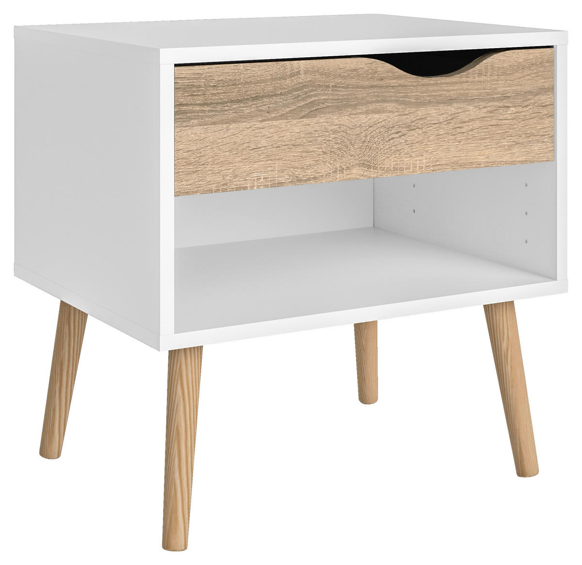 SÄNGBORD i vit, ekfärgad  - vit/ekfärgad, Design, trämaterial/trä (50,2/49,7/39,1cm) - Best Price