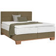 BOXSPRINGBETT 160/200 cm  in Eichefarben, Olivgrün  - Eichefarben/Olivgrün, Natur, Holz/Textil (160/200cm) - Valnatura