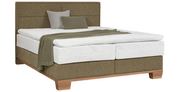 BOXSPRINGBETT 160/200 cm in Eichefarben, Olivgrün - Eichefarben/Olivgrün, Natur, Holz/Textil (160/200cm) - Valnatura