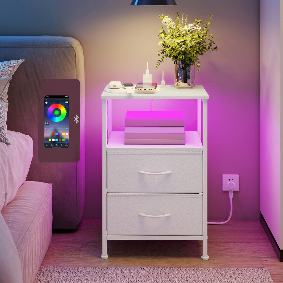 NACHTSCHRANK 39,6/60,4/30 cm  - Weiß, Trend, Holzwerkstoff/Kunststoff (39,6/60,4/30cm) - Boxxx