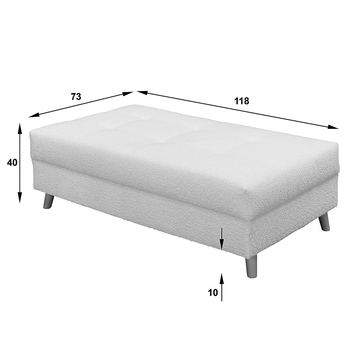 ECKSOFA inkl. Hocker Ariella Weiß Bouclé  - Naturfarben/Weiß, Design, Holz/Textil (161/231cm) - Livetastic