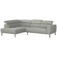 ECKSOFA in Chenille Alabasterfarben  205/280 cm  - Alabasterfarben/Schwarz, Design, Textil/Metall (205/280cm) - Xora
