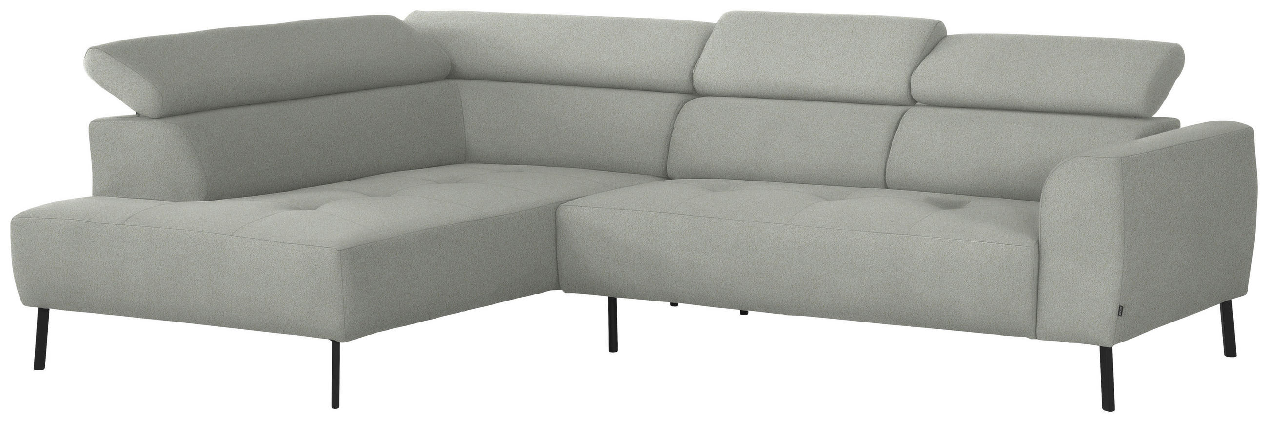ECKSOFA in Chenille Alabasterfarben  205/280 cm  - Alabasterfarben/Schwarz, Design, Textil/Metall (205/280cm) - Xora