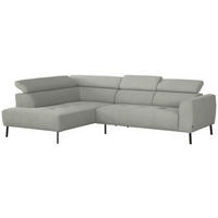 ECKSOFA in Chenille Alabasterfarben  - Alabasterfarben/Schwarz, Design, Textil/Metall (205/280cm) - Xora