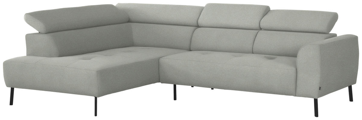 ECKSOFA in Chenille Alabasterfarben  205/280 cm  - Alabasterfarben/Schwarz, Design, Textil/Metall (205/280cm) - Xora