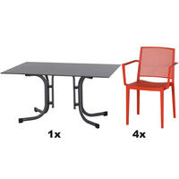 GARTENGARNITUR 5-teilig  - Rot, Basics, Holzwerkstoff/Kunststoff (90/80/140cm) - Siena Garden