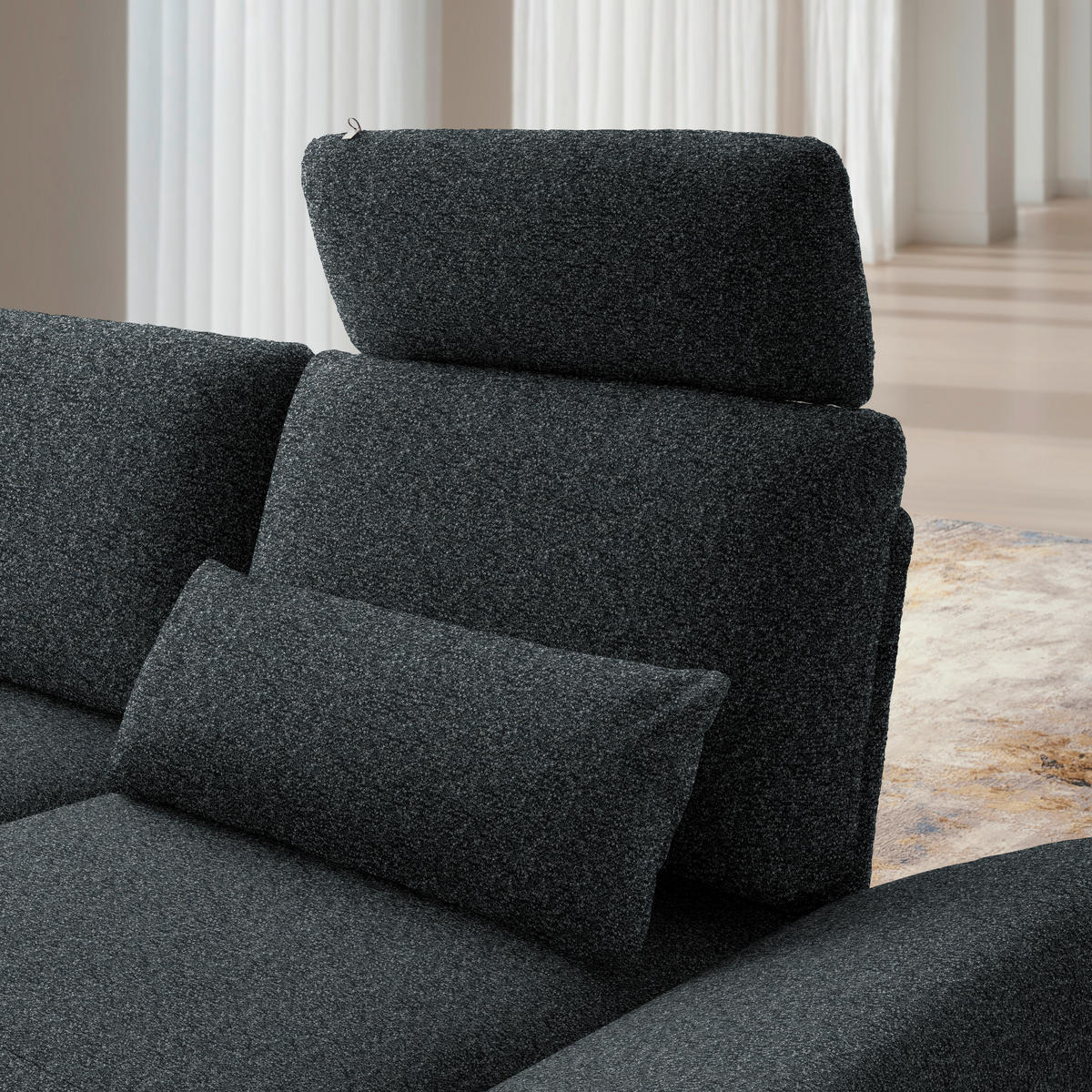 ECKSOFA Flachgewebe Anthrazit  - Anthrazit/Schwarz, Design, Textil/Metall (234/155cm) - Dieter Knoll