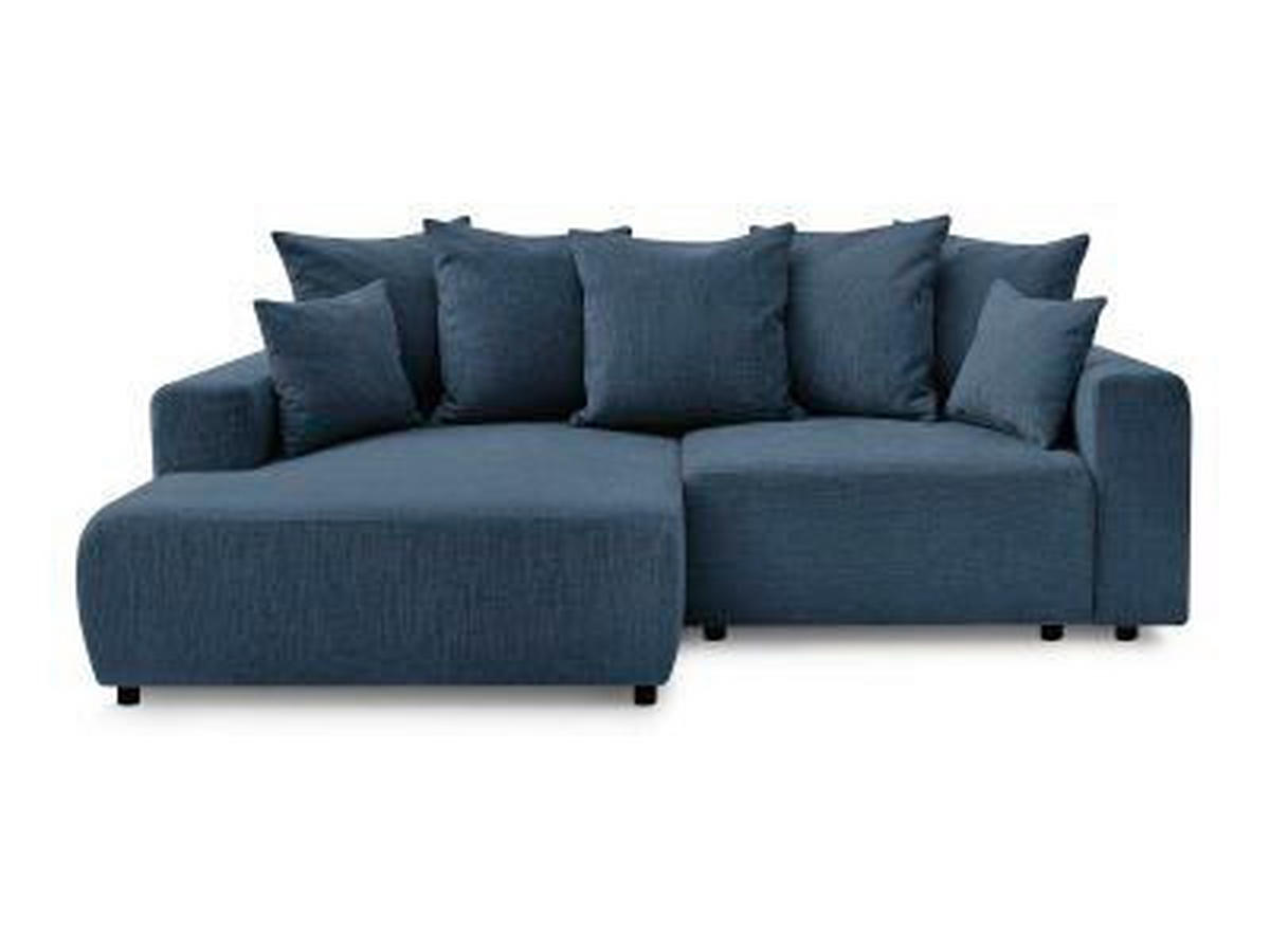ECKSOFA Ottomane links  ATILLA Dunkelblau Struktur  - Schwarz/Dunkelblau, MODERN, Kunststoff/Textil (149/244cm)