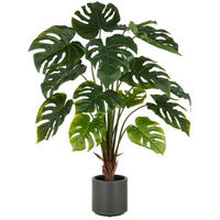 KUNSTPFLANZE Split Philodendron 100 cm  - Grau/Grün, Basics, Kunststoff (100cm)