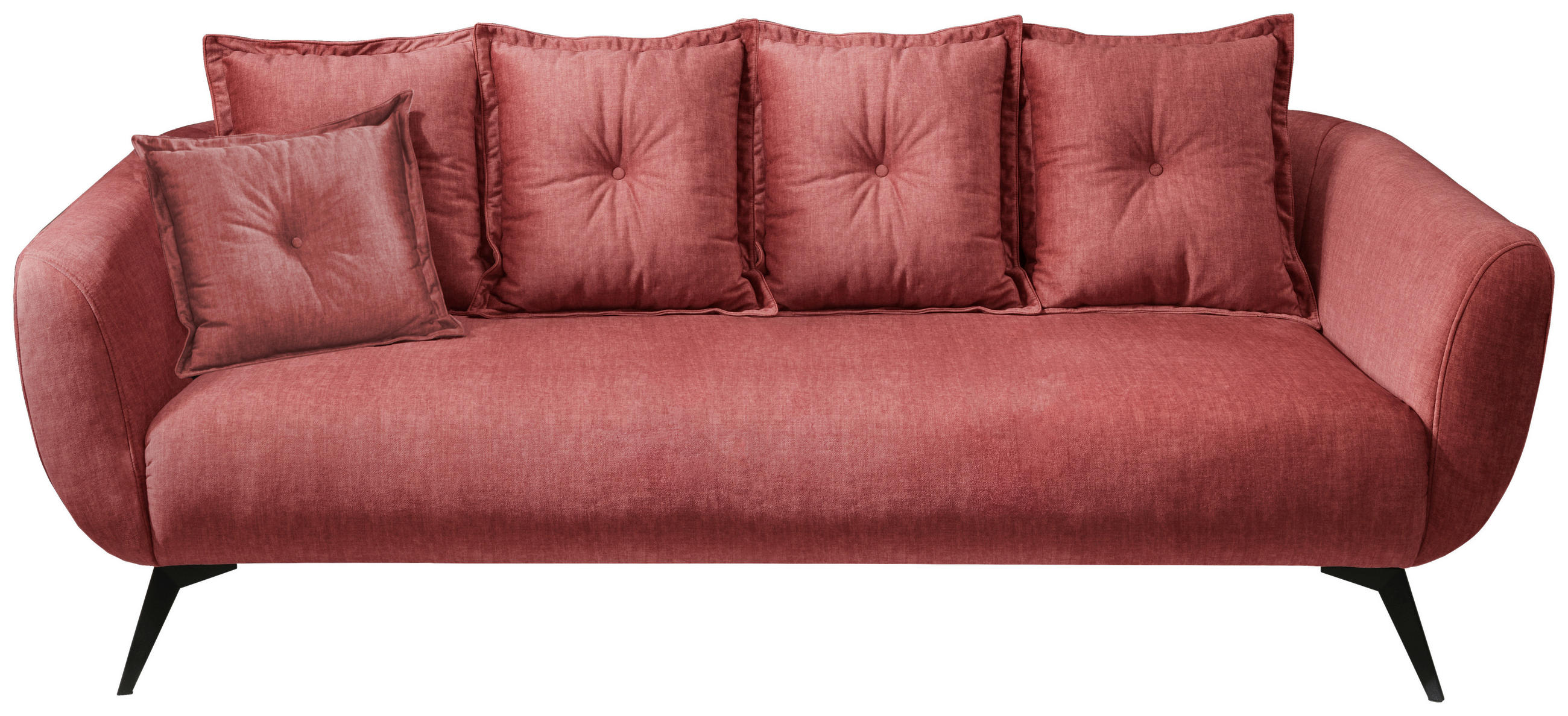 3-SITZER-SOFA in Velours Koralle - Koralle/Schwarz, MODERN, Holz/Textil (236/94/103cm) - Livetastic