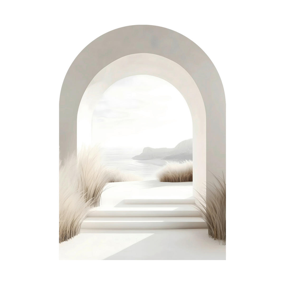 GLASBILD Landschaft & Natur 70/100 cm  - Beige/Weiß, Basics, Glas/Papier (70/100cm)