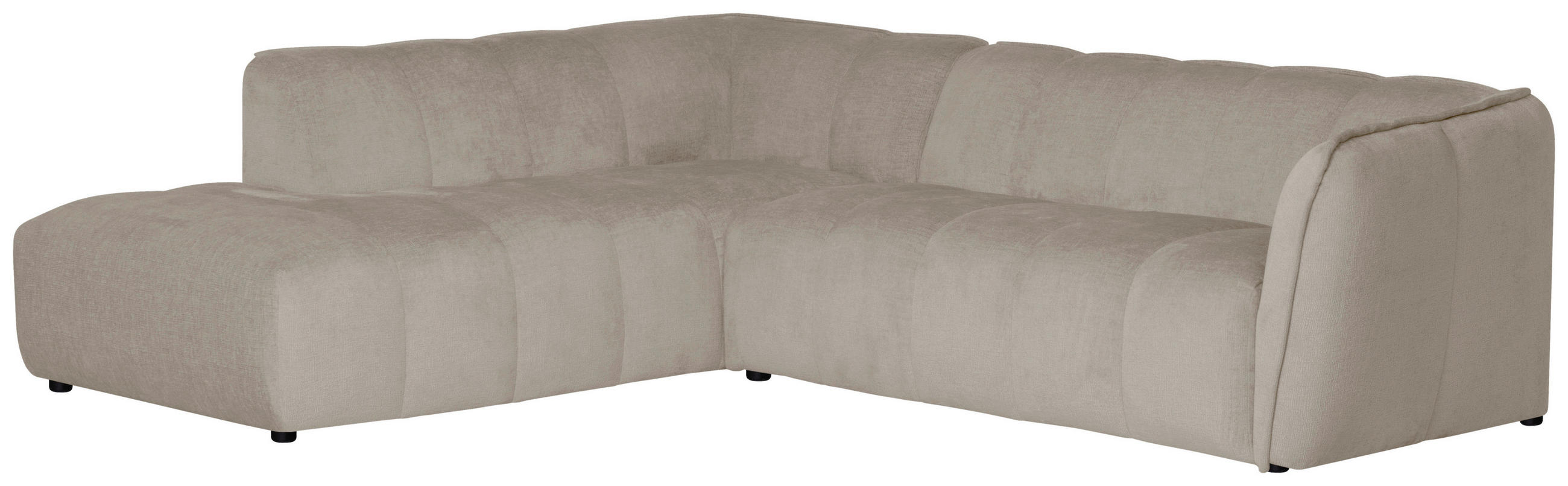 ECKSOFA LIVOLI in Chenille Creme  260/218 cm  - Creme/Schwarz, Design, Textil (260/218cm) - MID.YOU