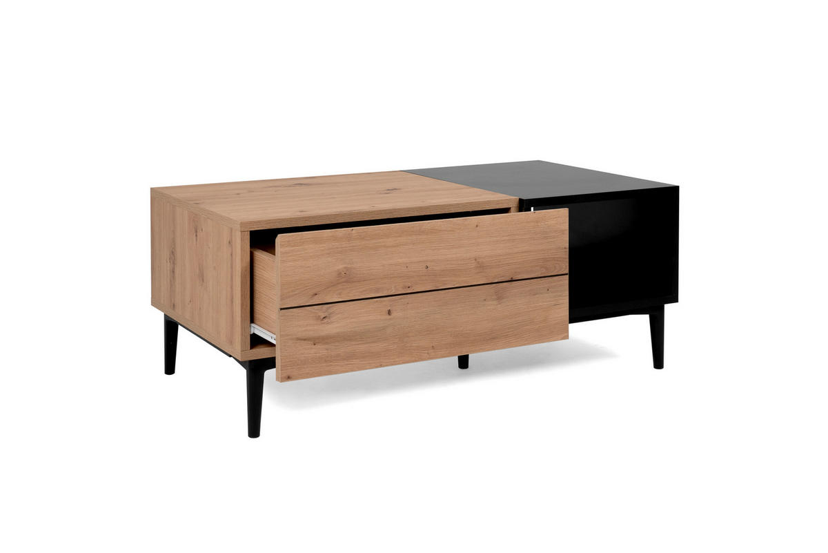 COUCHTISCH in Holzwerkstoff 100/55/40 cm  - Eichefarben/Schwarz, Konventionell, Holzwerkstoff/Kunststoff (100/55/40cm) - MID.YOU