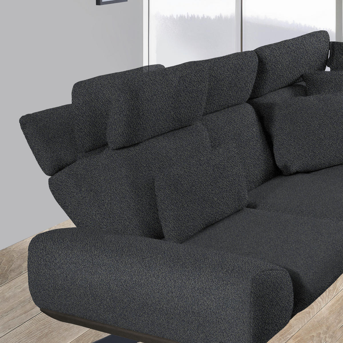 ECKSOFA in Flachgewebe Graublau  270/239 cm  - Graublau/Dunkelgrau, Design, Textil/Metall (270/239cm) - Koinor