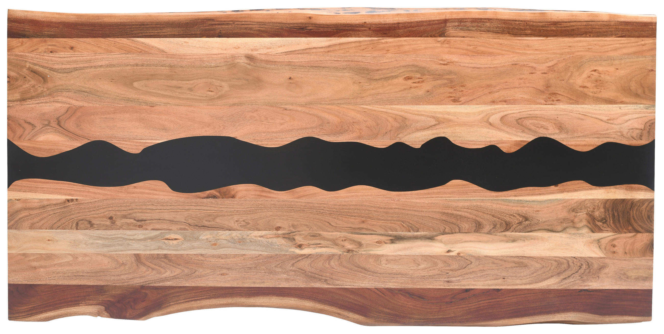 TISCHPLATTE Akazie massiv Schwarz, Akaziefarben  - Schwarz/Akaziefarben, Design, Naturmaterialien/Holz (180/90/5,5cm) - Landscape