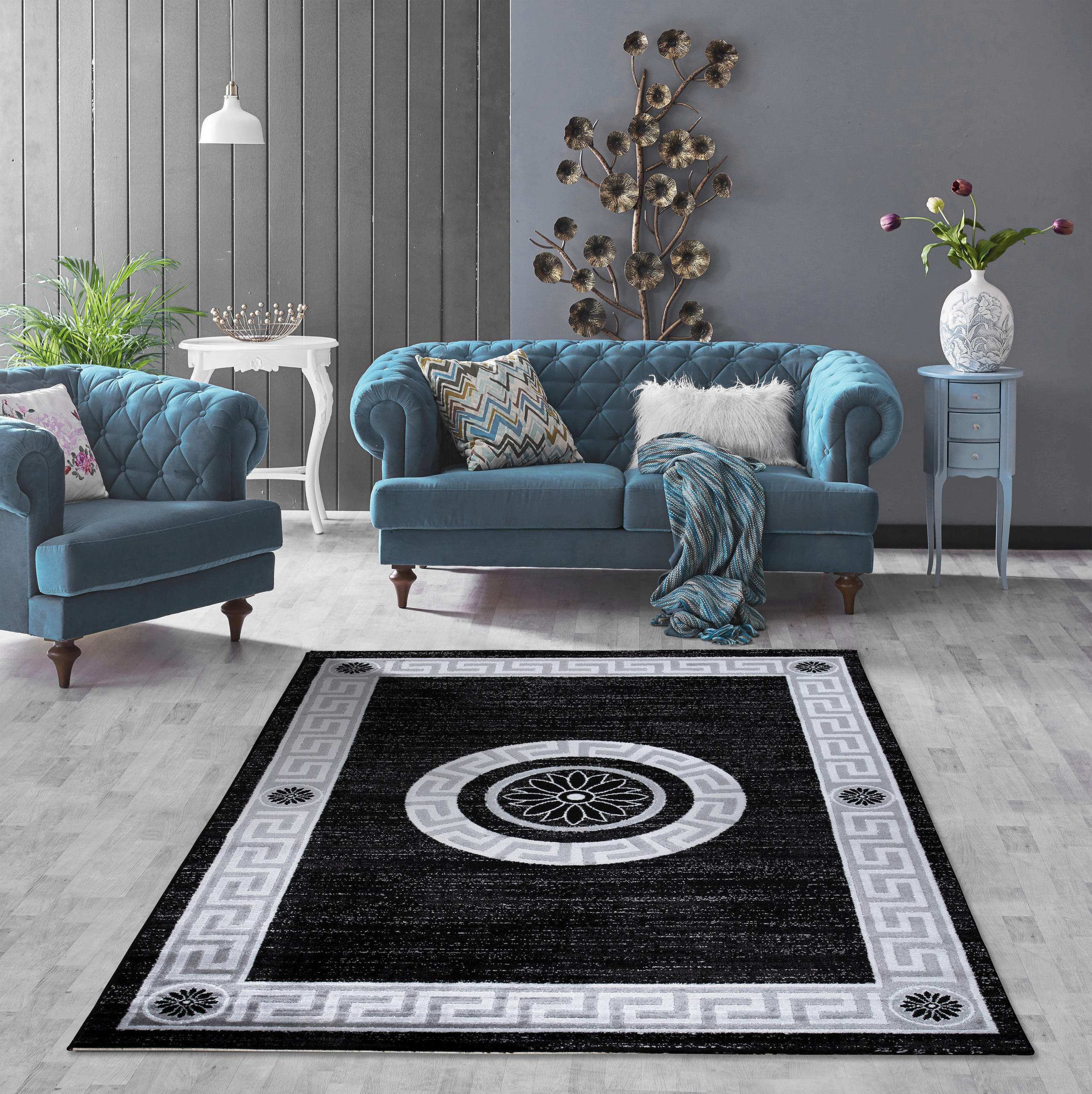 WEBTEPPICH 80/150 cm Eleysa Grau, Schwarz  - Schwarz/Grau, Design, Textil (80/150cm)