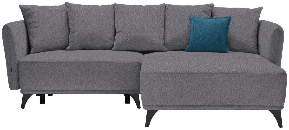ECKSOFA in Chenille Dunkelgrau  255/172 cm  - Blau/Dunkelgrau, LIFESTYLE, Textil/Metall (255/172cm) - Carryhome