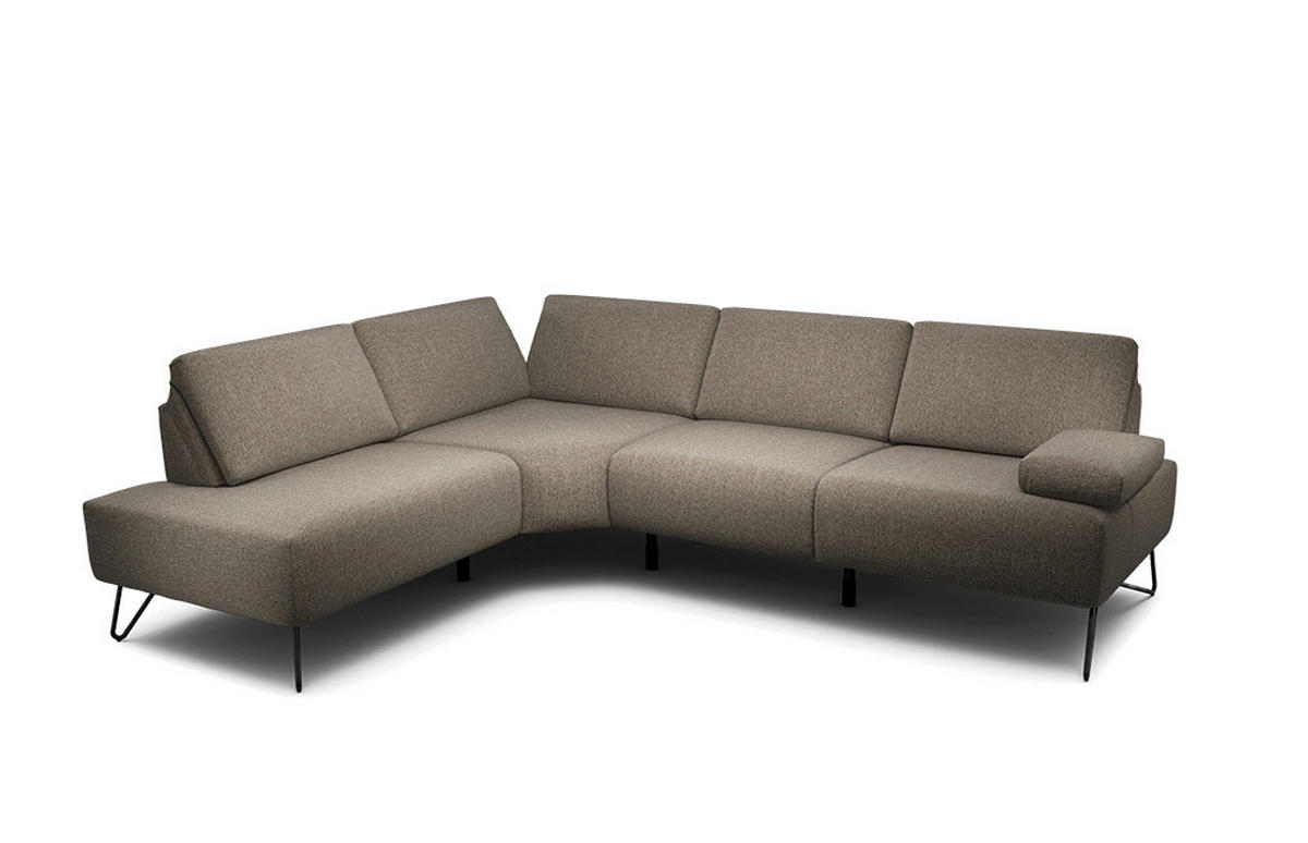 ECKSOFA in Chenille Braun  193/248-263 cm  - Schwarz/Braun, Design, Textil/Metall (193/248-263cm) - SENSOO