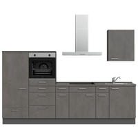 KÜCHENLEERBLOCK 300 cm   in Schieferfarben  - Schieferfarben/Edelstahlfarben, MODERN, Holzwerkstoff/Metall (300cm) - Nobilia