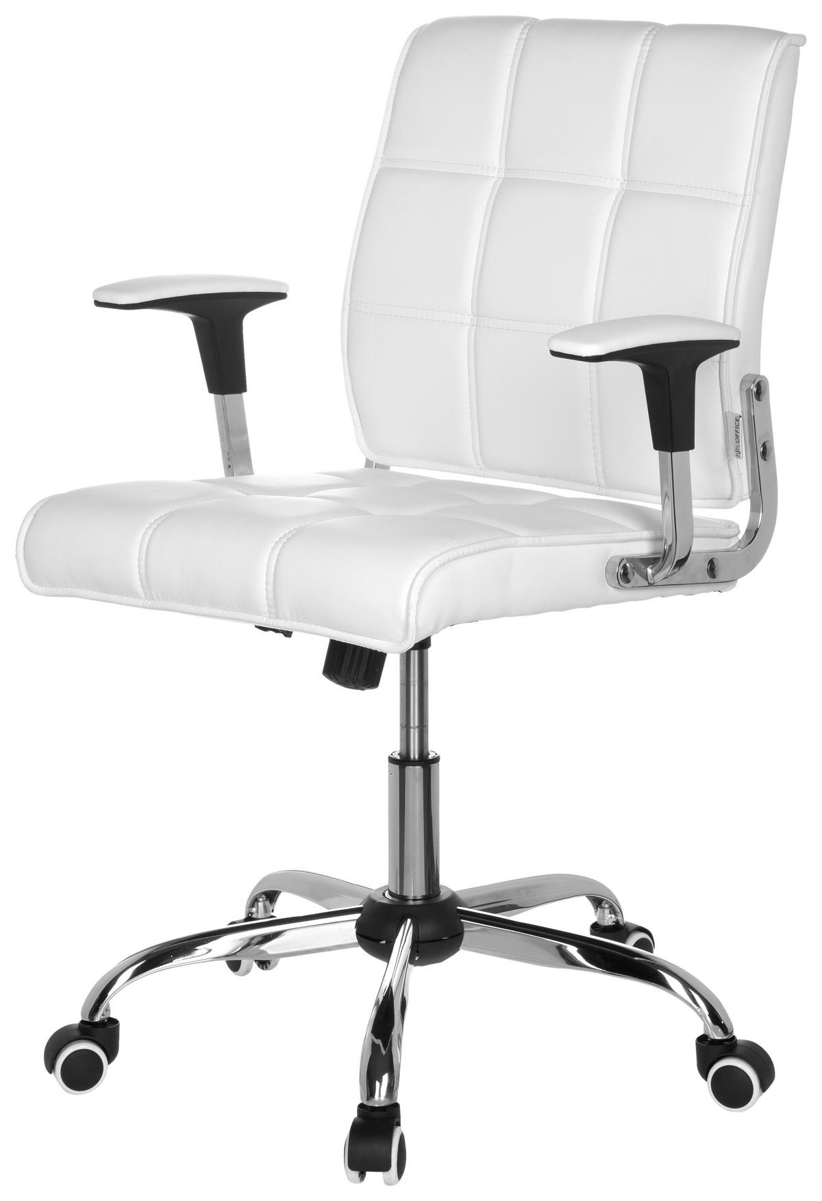 DREHSTUHL Lederlook Weiß  - Chromfarben/Weiß, MODERN, Kunststoff/Textil (61/87/59cm) - MID.YOU