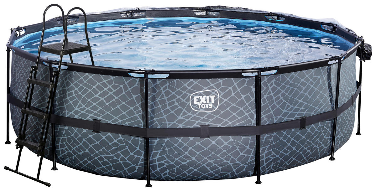 POOL 450/122 cm  - Blaugrau, Konventionell, Kunststoff/Metall (450/122cm) - EXIT Toys