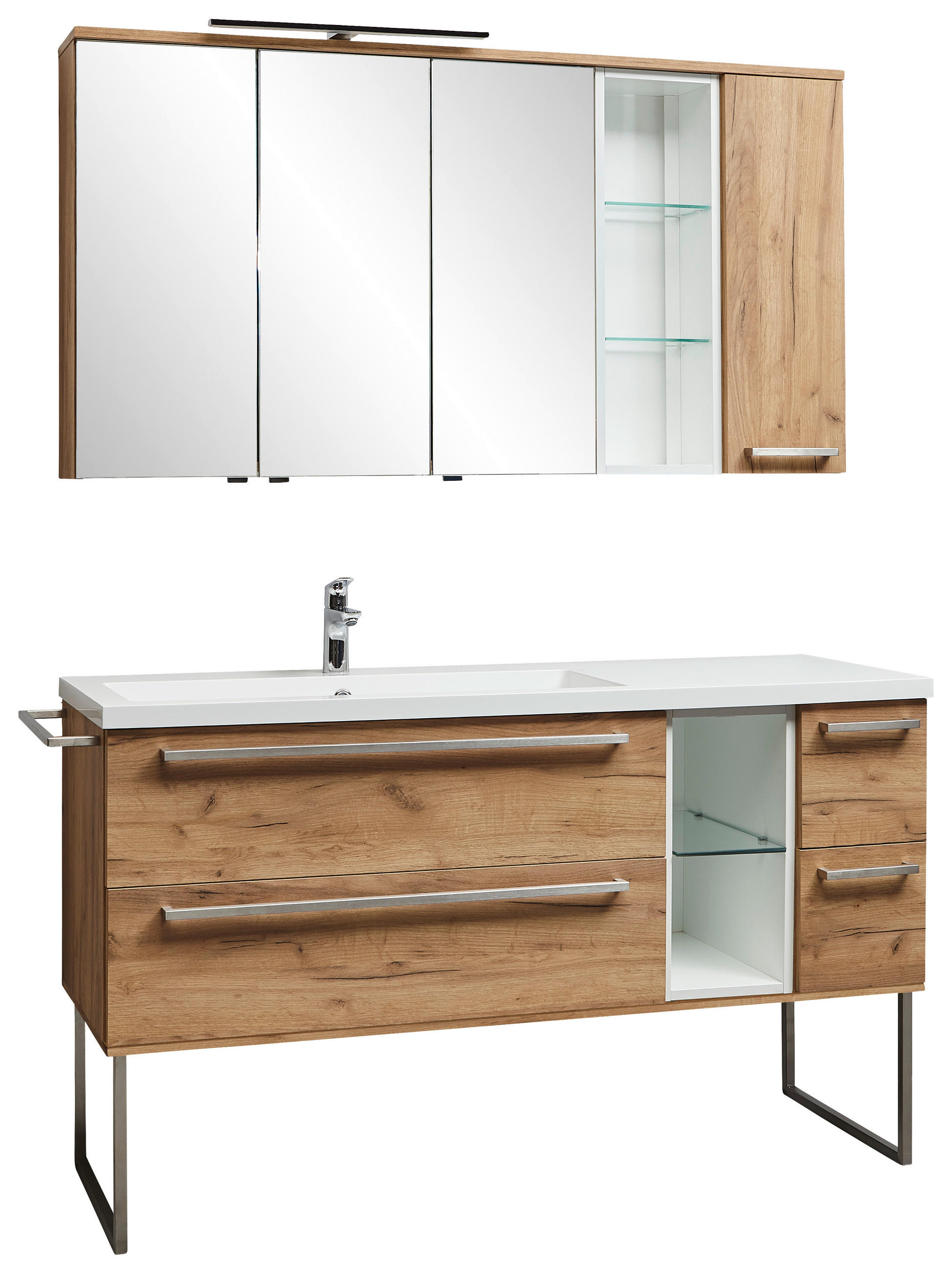 BADEZIMMER  in 145 cm  - Eichefarben/Weiß, Basics, Glas/Holzwerkstoff (145cm) - Dieter Knoll