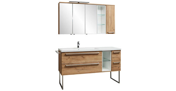 BADEZIMMER in 145 cm - Eichefarben/Weiß, Basics, Glas/Holzwerkstoff (145cm) - Dieter Knoll
