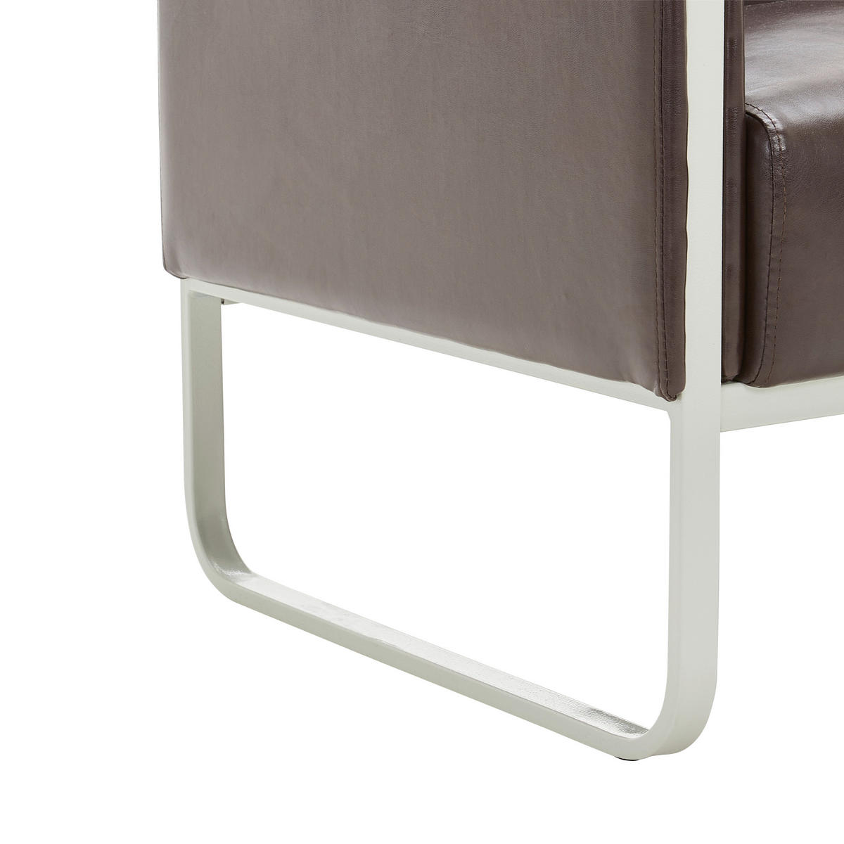 2-SITZER-SOFA Lederlook Dunkelbraun  - Dunkelbraun/Grau, MODERN, Textil/Metall (111/78/71cm) - MID.YOU