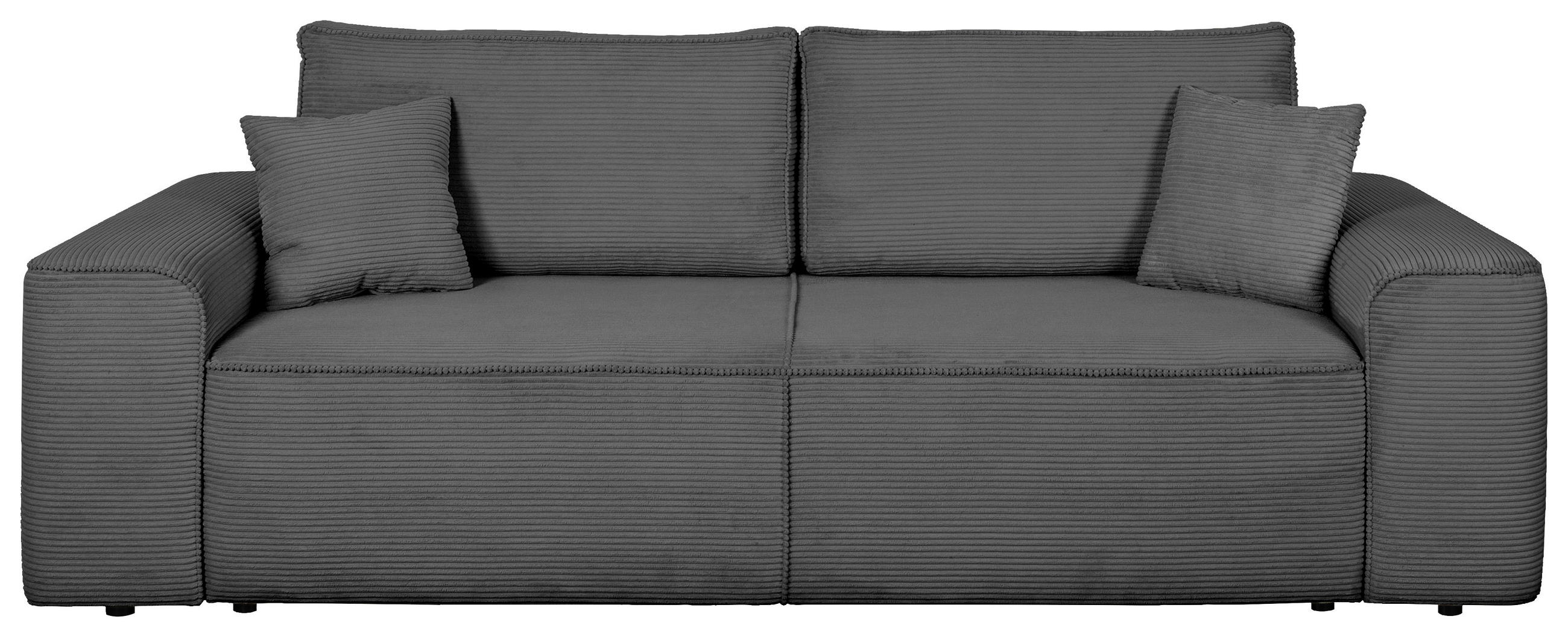 SCHLAFSOFA  mit Rücken echt, Armteil links, Armteil rechts Cord Anthrazit  - Anthrazit/Schwarz, Design, Kunststoff/Textil (261/95/108cm) - Xora