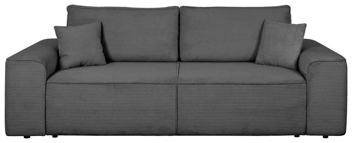 SCHLAFSOFA  mit Rücken echt, Armteil links, Armteil rechts Cord Anthrazit  - Anthrazit/Schwarz, Design, Kunststoff/Textil (261/95/108cm) - Xora