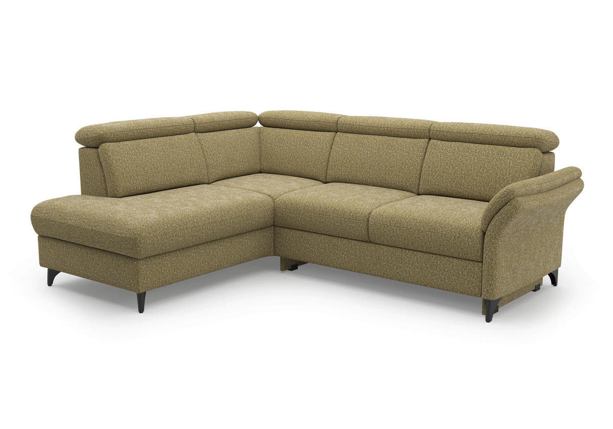 ECKSOFA Chenille Olivgrün  - Schwarz/Olivgrün, Konventionell, Textil/Metall (193/247cm) - Sit & More
