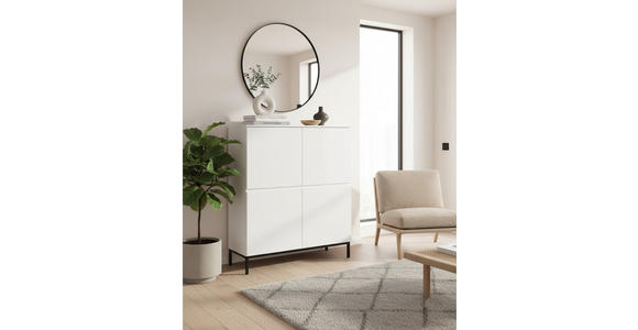 HIGHBOARD  100/122/35 cm  - Schwarz/Weiß, Design, Holzwerkstoff/Metall (100/122/35cm) - Hom`in